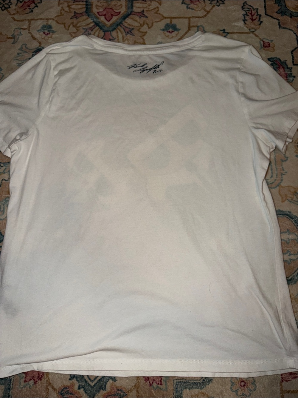 Karl Lagerfeld White Tee with Black Script Logo - Picture 3 of 6